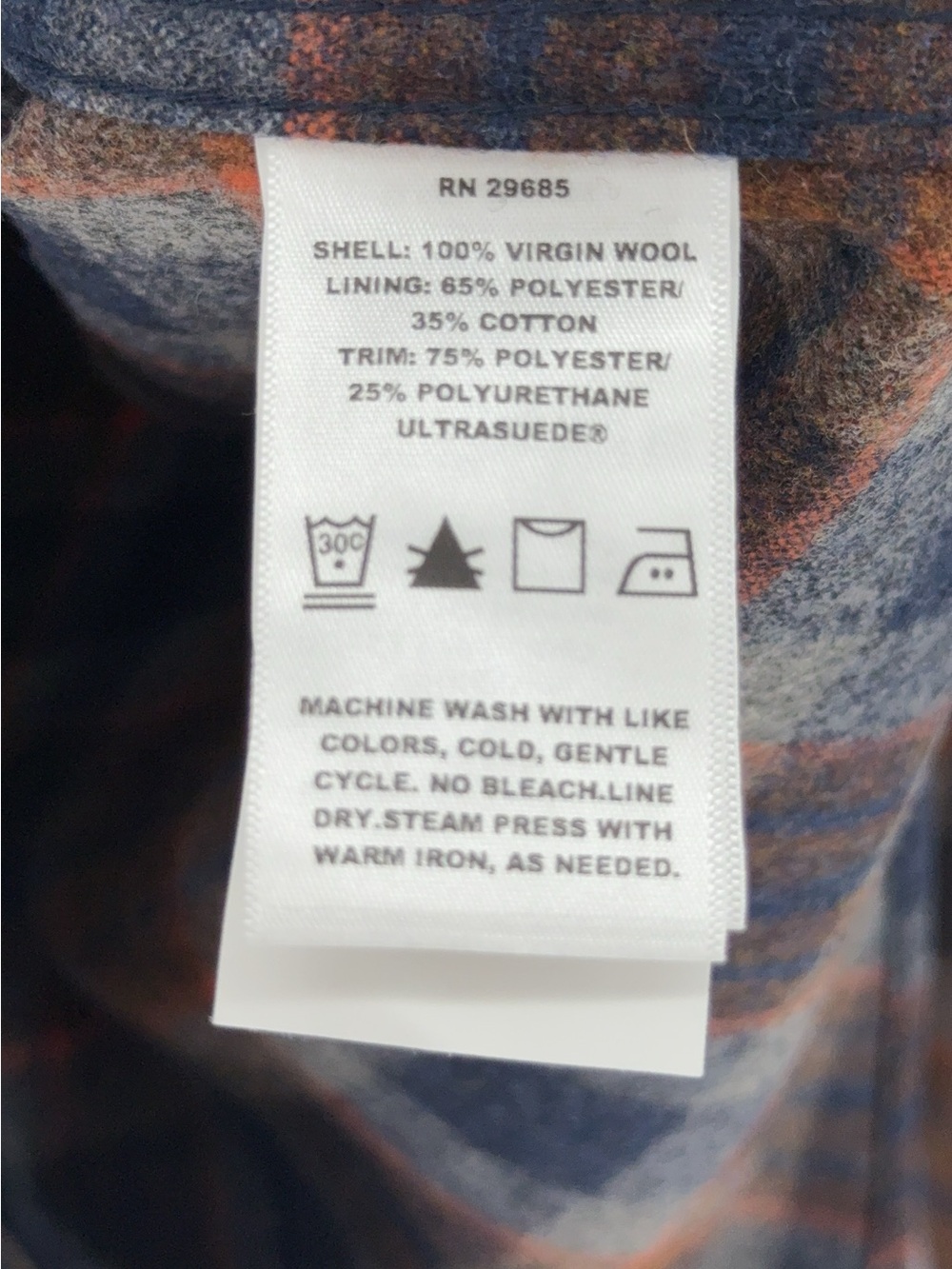 NWT Pendleton Men's Plaid Trail Wool Long-Sleeve Shirt size s - Picture 6 of 9